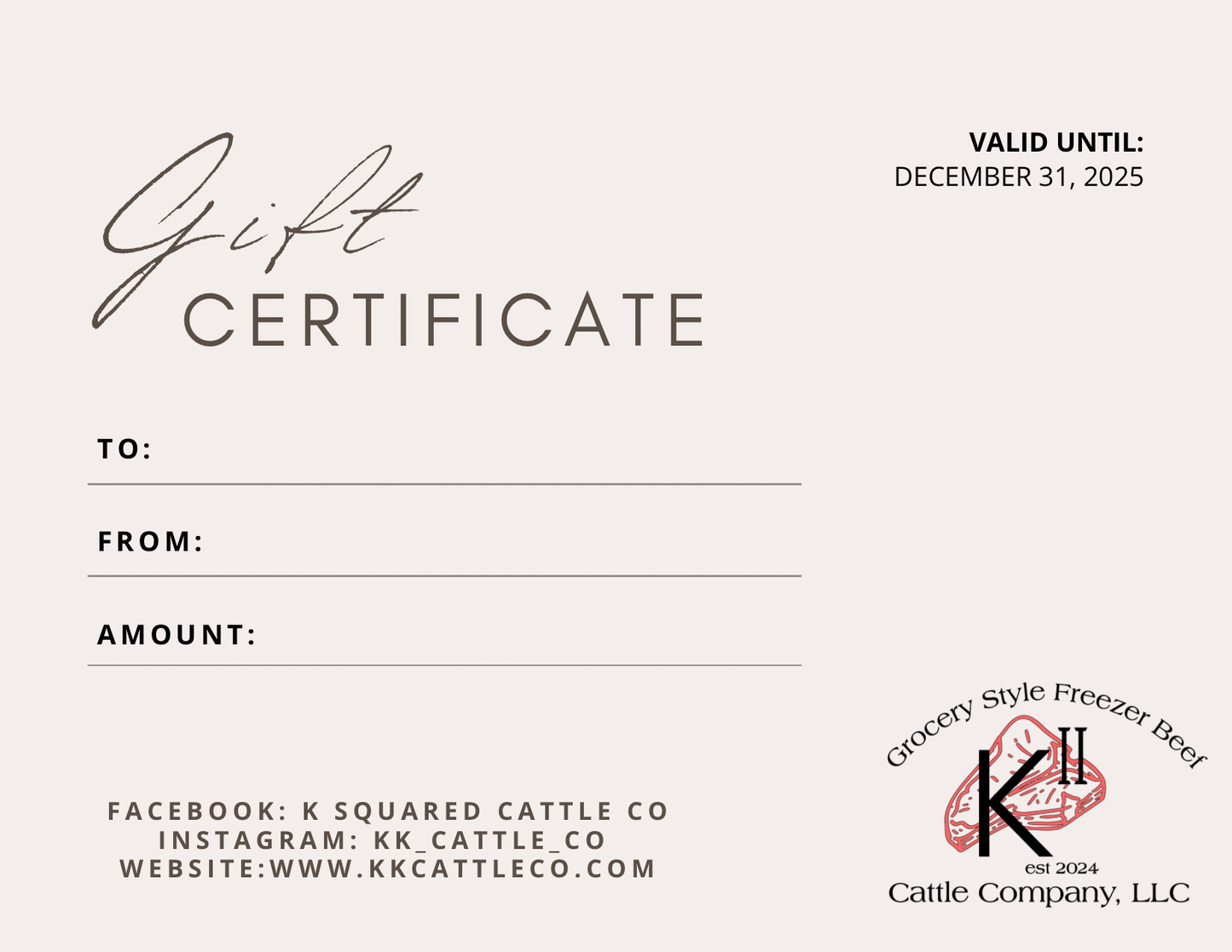 K² Cattle Co Gift Card